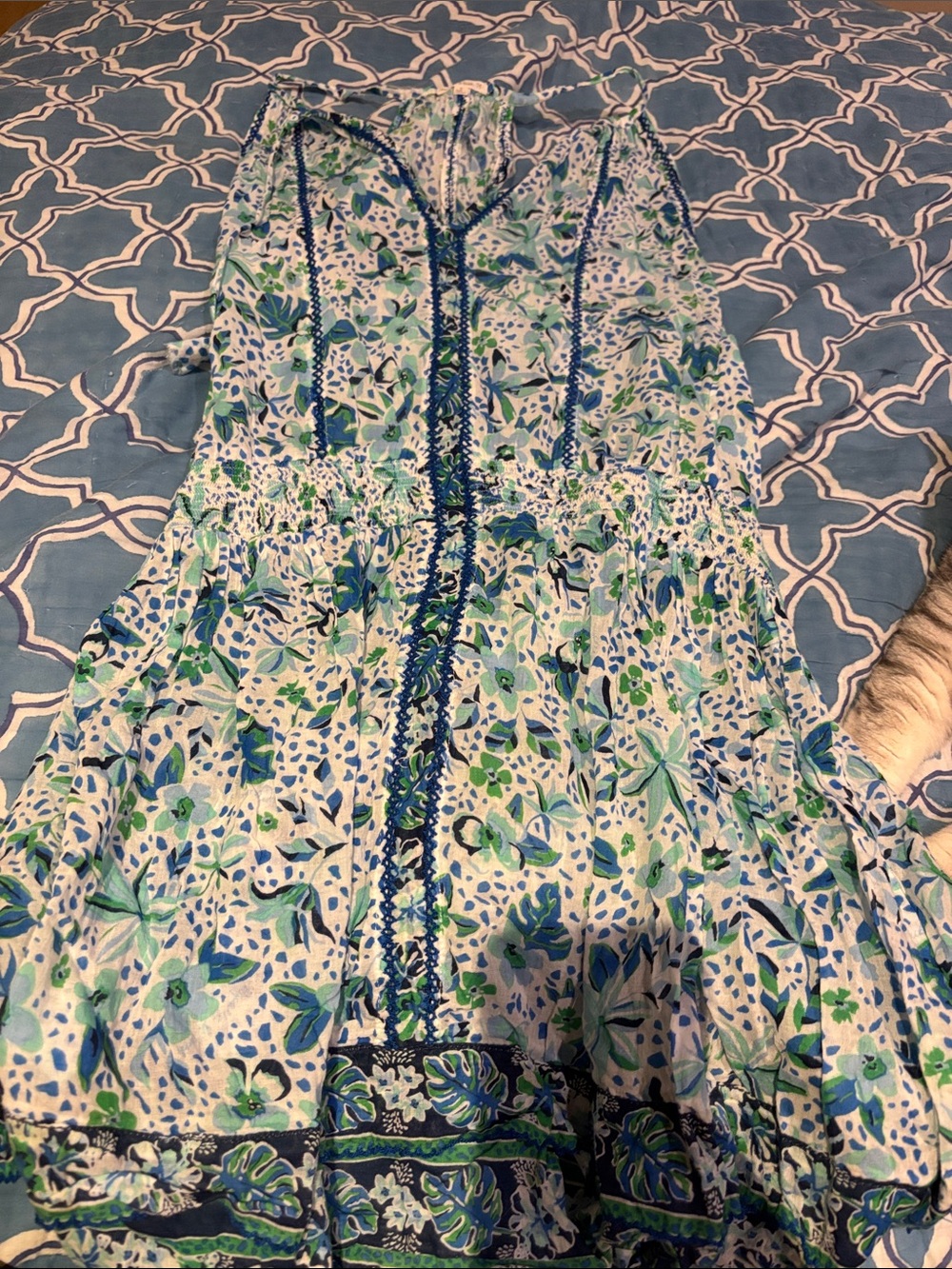 Poupette St. Barth Blue & Green Floral Mini Dress